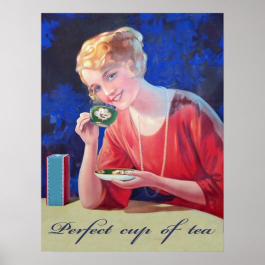 Vrouw drink een perfecte kopje thee,  poster (Voorkant)