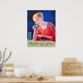 Vrouw drink een perfecte kopje thee,  poster (Keuken)