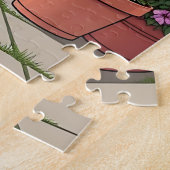  vrouw Drink koffie, haar hond en Planten Legpuzzel (Zijkant)