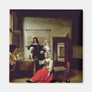 Vrouw drink met soldaten, 1658 magneet