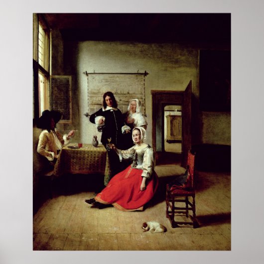 Vrouw drink met soldaten, 1658 poster (Voorkant)