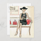 Vrouw Drink rode wijn Briefkaart (Voorkant / Achterkant)