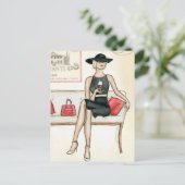 Vrouw Drink rode wijn Briefkaart (Staand voorkant)