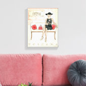 Vrouw Drink rode wijn Canvas Afdruk (Insitu (Woonkamer))