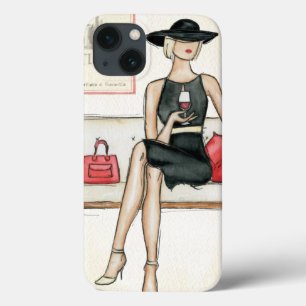 Vrouw Drink rode wijn iPhone 13 Hoesje