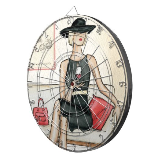 Vrouw Drink rode wijn Dartbord (Voorkant Rechts)