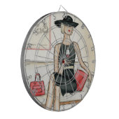 Vrouw Drink rode wijn Dartbord (Voorkant Links)