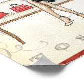 Vrouw Drink rode wijn Poster (Hoek)