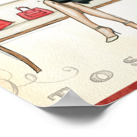 Vrouw Drink rode wijn Poster (Hoek)