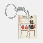 Vrouw Drink rode wijn Sleutelhanger (Voorkant Links)
