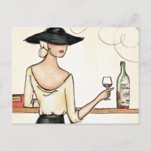 Vrouw Drink Spaanse wijn Briefkaart (Voorkant)