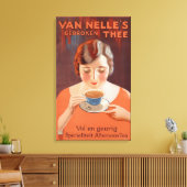 vrouw Drink thee Canvas Afdruk (Insitu (Woonkamer))