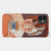  vrouw Drink thee Case-Mate iPhone Case (Achterkant (horizontaal))