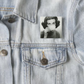 Vrouw Drink Vierkante Button 5,1 Cm (In situ)