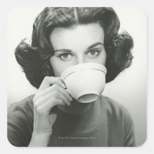 Vrouw Drink Vierkante Sticker (Voorkant)