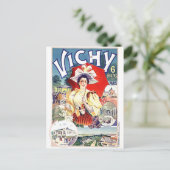 Vrouw drink water uit de stad Vichy spa, Frankrijk Briefkaart (Staand voorkant)