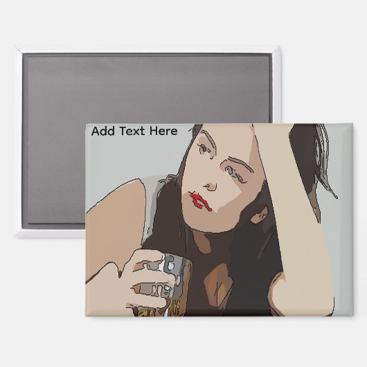 Vrouw Drink Whisky Magneet (Voorkant / Achterkant)