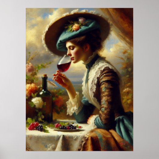  vrouw Drink wijn Poster (Voorkant)