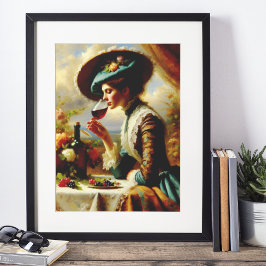 vrouw Drink wijn Poster