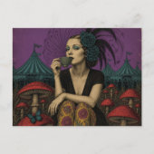 Vrouw drinkt thee bij het circus briefkaart (Voorkant)