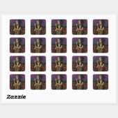 Vrouw drinkt thee bij het circus vierkante sticker (Vel)