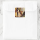 Vrouw droogt haar nek vierkante sticker (Tas)