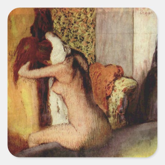 Vrouw droogt haar nek vierkante sticker (Voorkant)