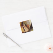 Vrouw droogt haar nek vierkante sticker (Envelop)