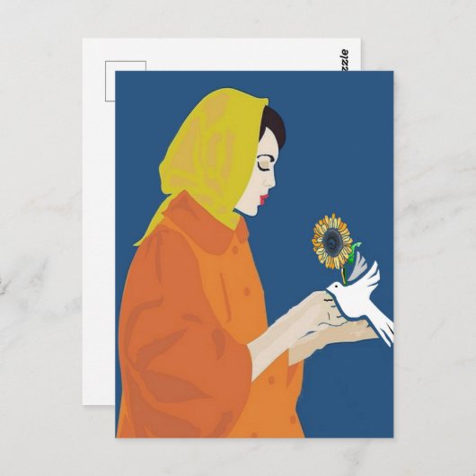 Vrouw Duif & Zonnebloem Kaart (Voorkant / Achterkant)