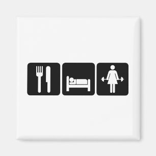Vrouw Eat Sleep Lift Wecht Magneet