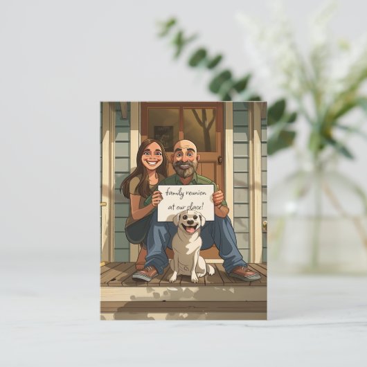 Vrouw, echtgenoot en de hond briefkaart (Staand voorkant)