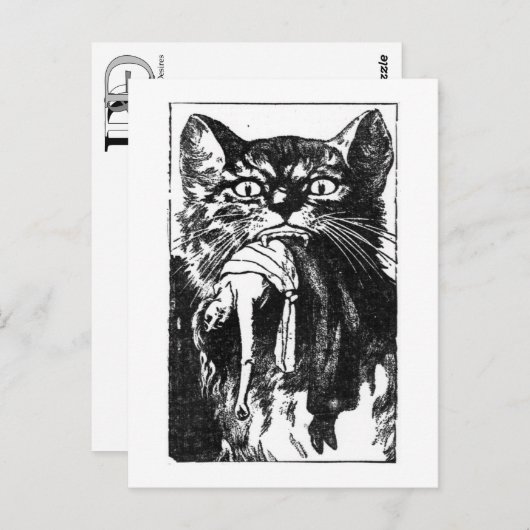 Vrouw Eetkat Briefkaart (Voorkant / Achterkant)