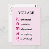 VROUW eigen-waarde inspirerend Briefkaart (Voorkant / Achterkant)