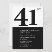 Vrouw Elegant 41e verjaardag uitnodiging Zwart (Voorkant)