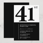 Vrouw Elegant 41e verjaardag uitnodiging Zwart (Voorkant / Achterkant)