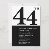 Vrouw Elegant 44e verjaardag uitnodiging Zwart (Voorkant)