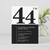 Vrouw Elegant 44e verjaardag uitnodiging Zwart (Staand voorkant)
