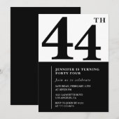 Vrouw Elegant 44e verjaardag uitnodiging Zwart (Voorkant / Achterkant)