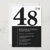 Vrouw Elegant 48e verjaardag uitnodiging Zwart (Voorkant)