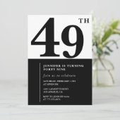Vrouw Elegant 49ste verjaardag uitnodiging Zwart (Staand voorkant)