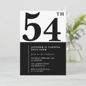 Vrouw Elegant 54e verjaardag uitnodiging Zwart (Staand voorkant)