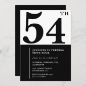 Vrouw Elegant 54e verjaardag uitnodiging Zwart (Voorkant / Achterkant)