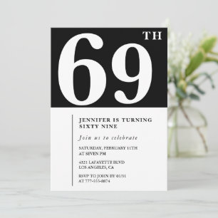 Vrouw Elegant 69e verjaardagsuitnodiging Chic Eenv Kaart
