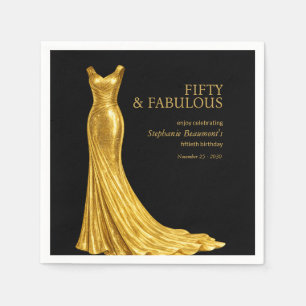Vrouw Elegant Fantastisch Gouden Jurk 50e Verjaard Servet