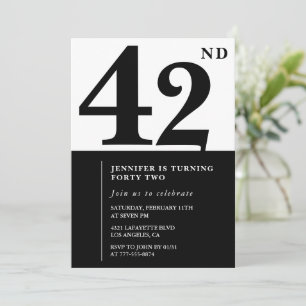 Vrouw Elegante 42e verjaardagsuitnodiging Zwart Kaart