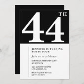 Vrouw Elegante 44e verjaardag uitnodiging Chic Sim (Voorkant / Achterkant)