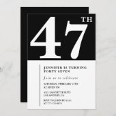 Vrouw Elegante 47e verjaardag uitnodiging Chic Sim (Voorkant / Achterkant)