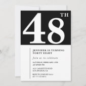 Vrouw Elegante 48e verjaardag uitnodiging Chic Sim (Voorkant)