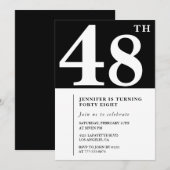 Vrouw Elegante 48e verjaardag uitnodiging Chic Sim (Voorkant / Achterkant)