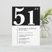 Vrouw Elegante 51ste verjaardag uitnodiging Chic S (Staand voorkant)